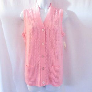 Vintage Candy Pink Vest Sweater Pockets Acrylic Sz Vintage Large by Sweater Bee